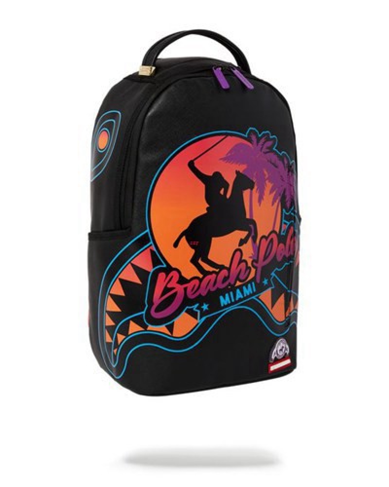 Black Sprayground Miami Beach Polo Collab (Dlxv) Backpacks | 89271-SMGN