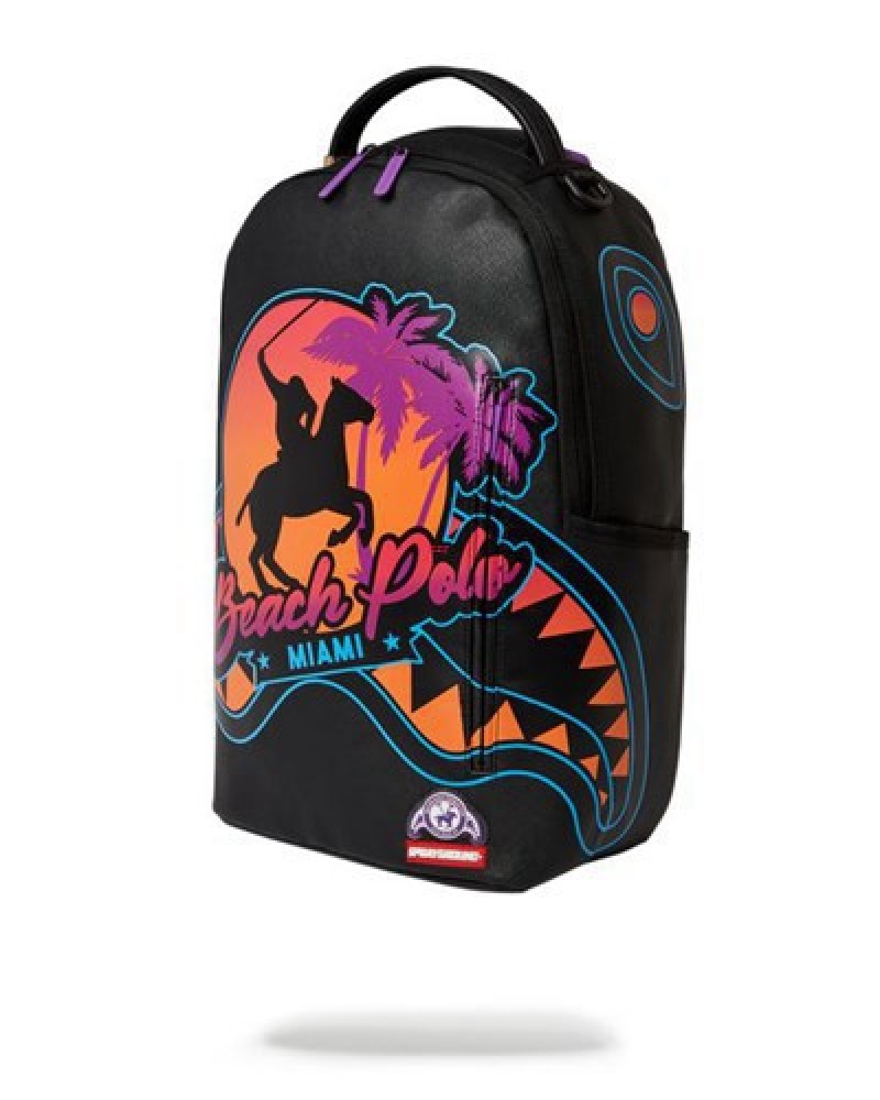 Black Sprayground Miami Beach Polo Collab (Dlxv) Backpacks | 89271-SMGN