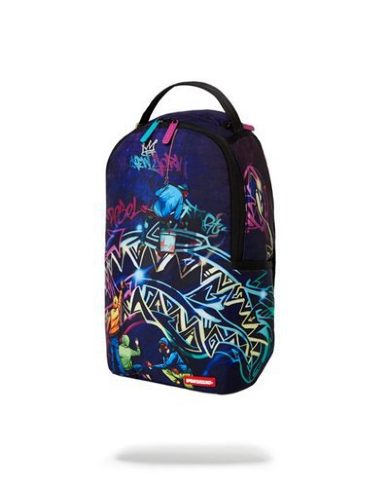 Black Sprayground Midnight Graffiti Artists Mini Backpacks | 13760-VQCJ