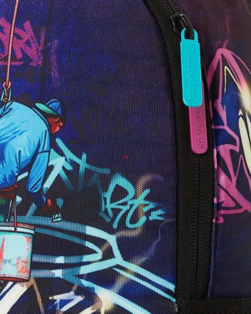 Black Sprayground Midnight Graffiti Artists Mini Backpacks | 13760-VQCJ