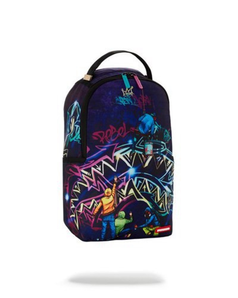 Black Sprayground Midnight Graffiti Artists Mini Backpacks | 13760-VQCJ