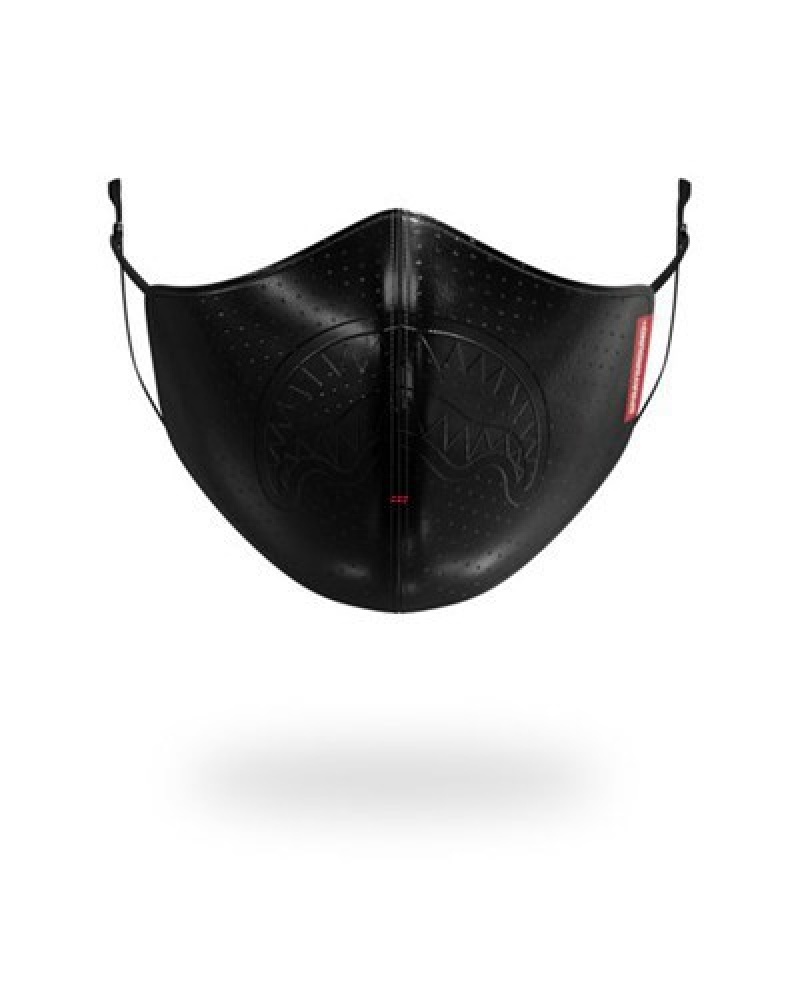 Black Sprayground Midnight Shark Vegan Leather Face Masks | 75621-HKWR