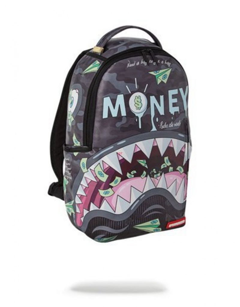 Black Sprayground Money Monster Backpacks | 20746-BKHZ