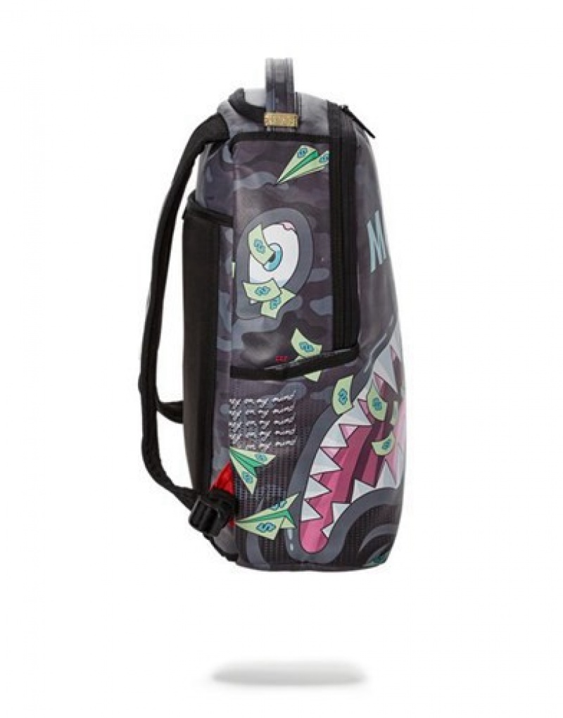 Black Sprayground Money Monster Backpacks | 20746-BKHZ