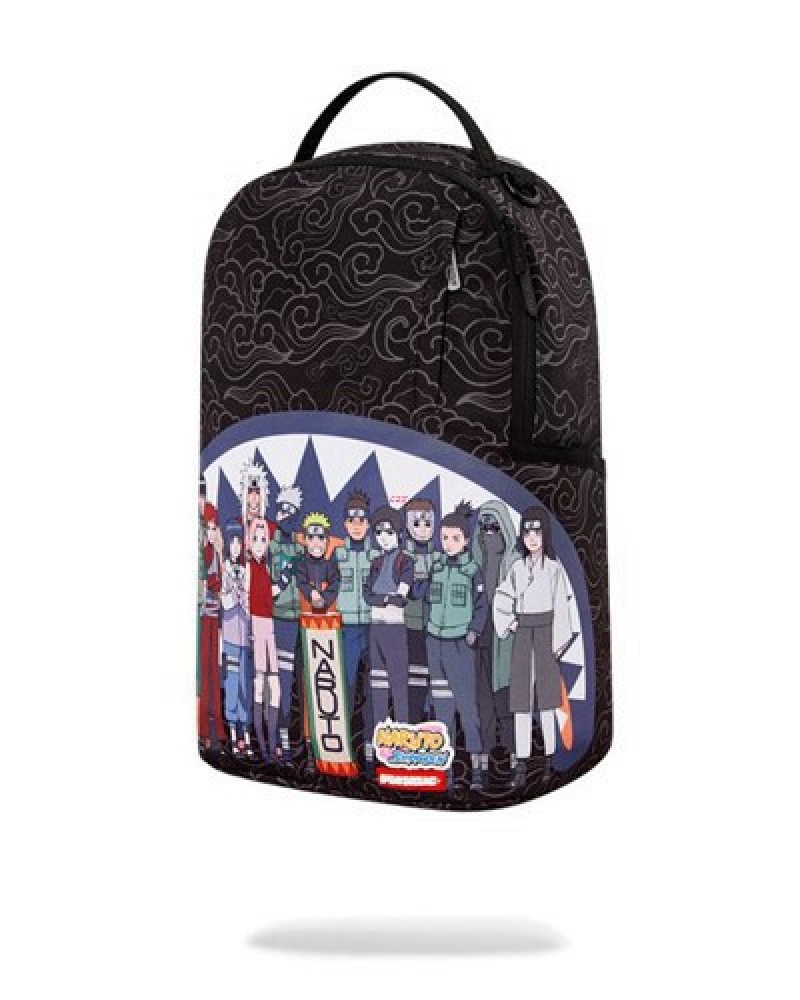 Black Sprayground Naruto Fam Backpacks | 98713-BFHP