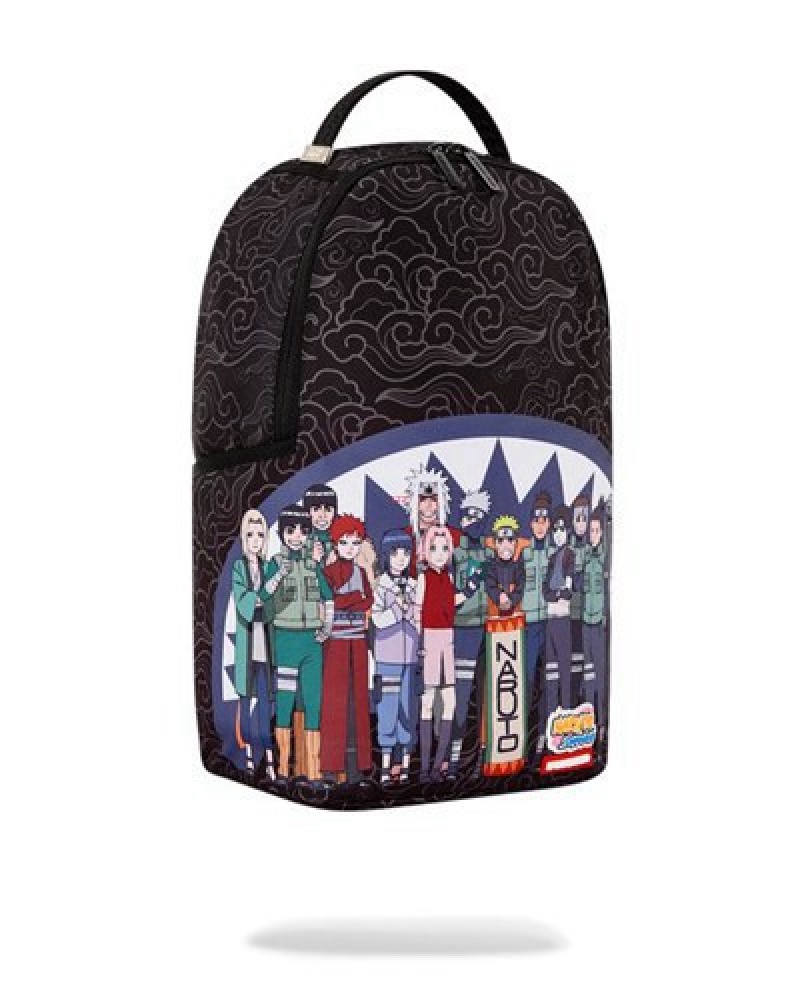 Black Sprayground Naruto Fam Backpacks | 98713-BFHP