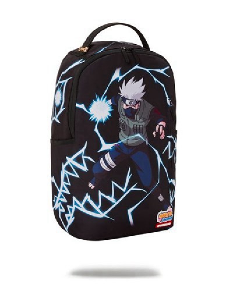 Black Sprayground Naruto Lightning (Dlxr) Backpacks | 60784-TOKP