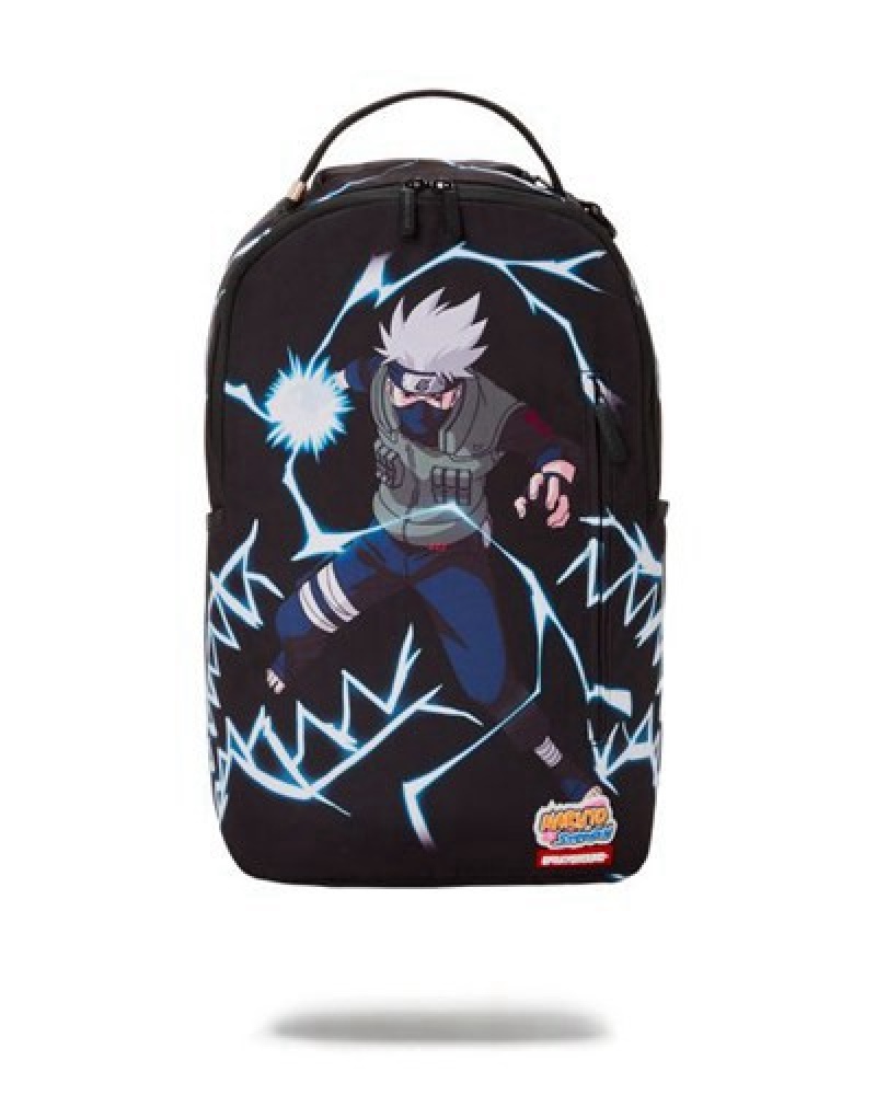 Black Sprayground Naruto Lightning (Dlxr) Backpacks | 60784-TOKP