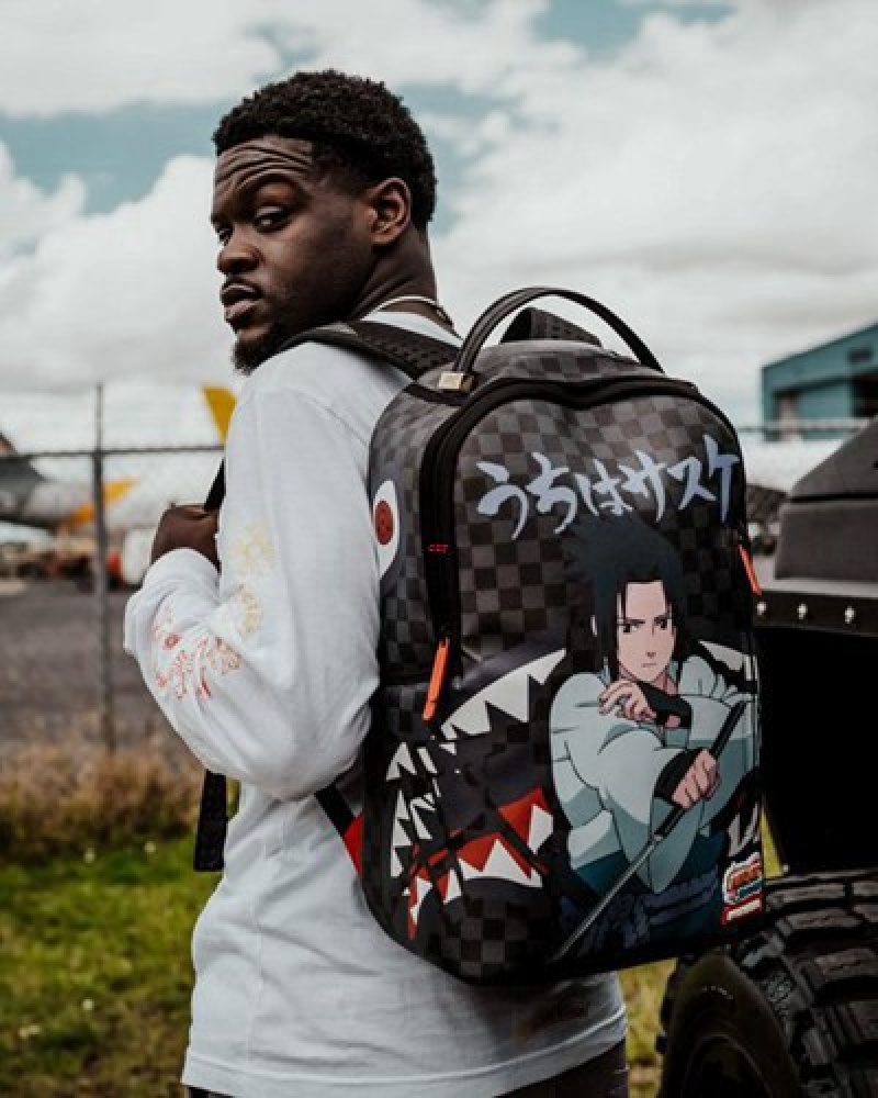 Black Sprayground Naruto Sasuke (Dlxv) Backpacks | 96452-DYQK