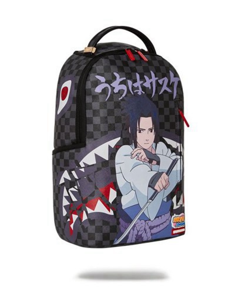 Black Sprayground Naruto Sasuke (Dlxv) Backpacks | 96452-DYQK