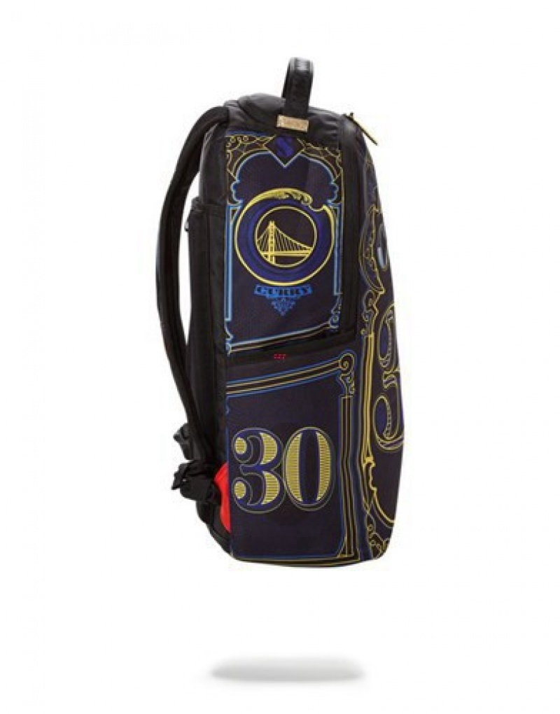 Black Sprayground Nba Curry Money Backpacks | 34590-ZKBC