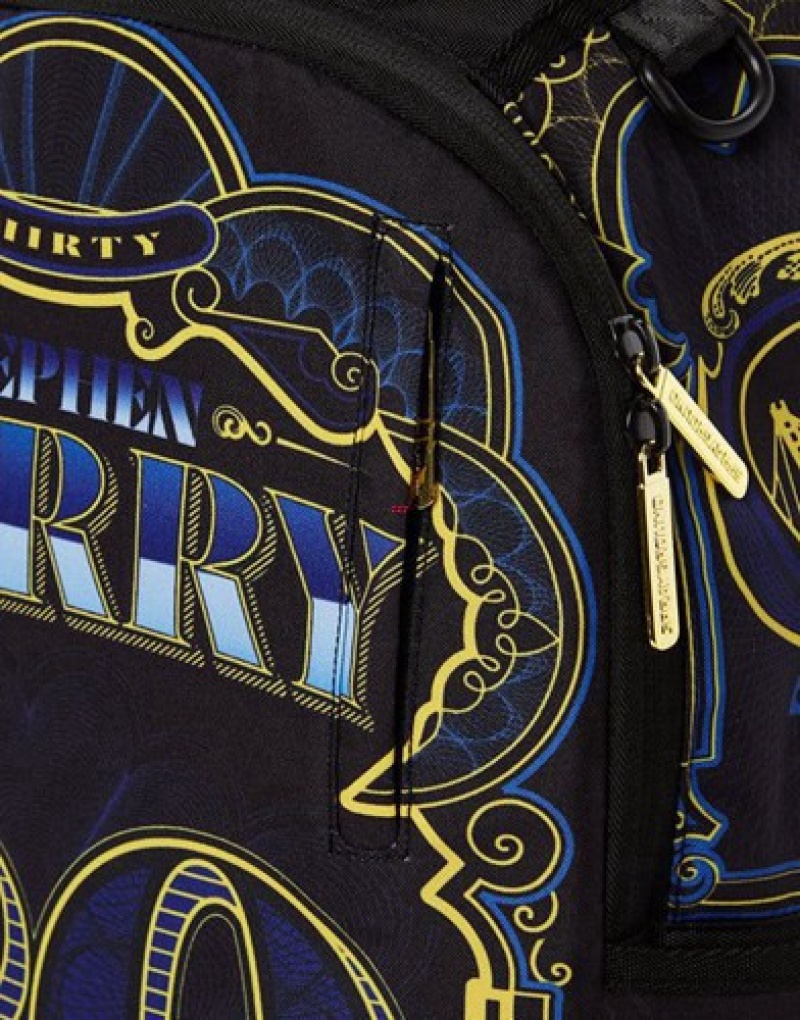 Black Sprayground Nba Curry Money Backpacks | 34590-ZKBC