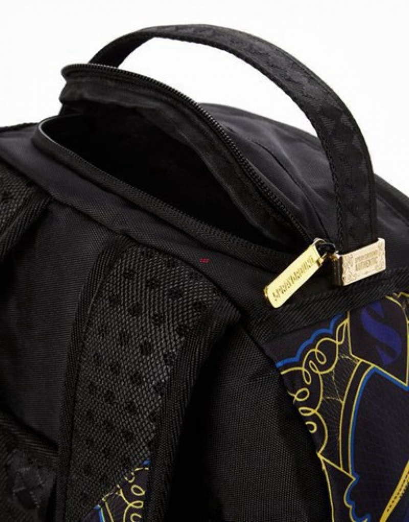 Black Sprayground Nba Curry Money Backpacks | 34590-ZKBC