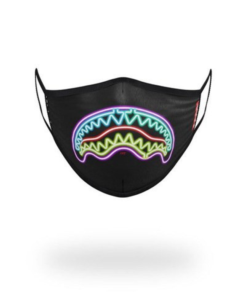 Black Sprayground Neon Shark Form-fitting Face Masks | 85642-CGME