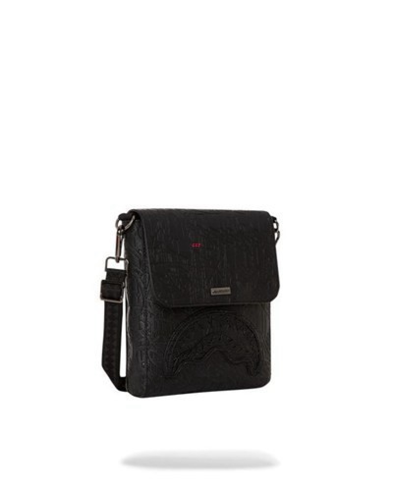 Black Sprayground Nightflight G800 Messenger Crossbody Bags | 87351-JCDA