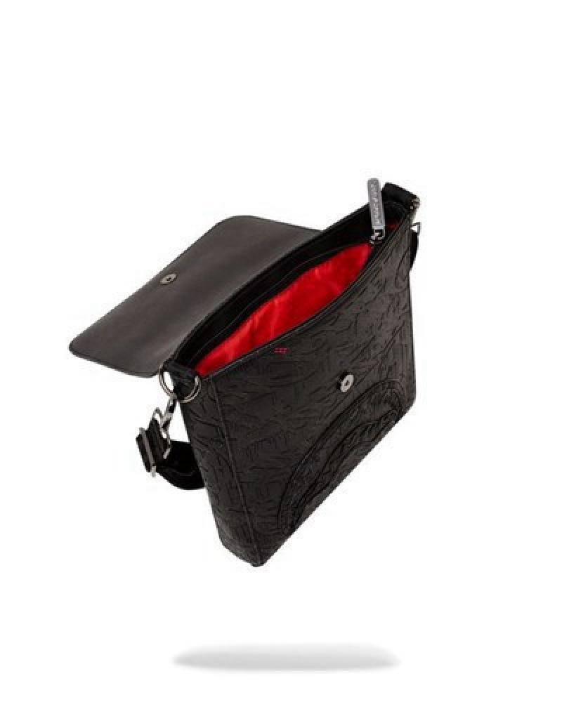 Black Sprayground Nightflight G800 Messenger Crossbody Bags | 87351-JCDA