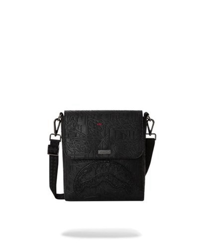 Black Sprayground Nightflight G800 Messenger Crossbody Bags | 87351-JCDA