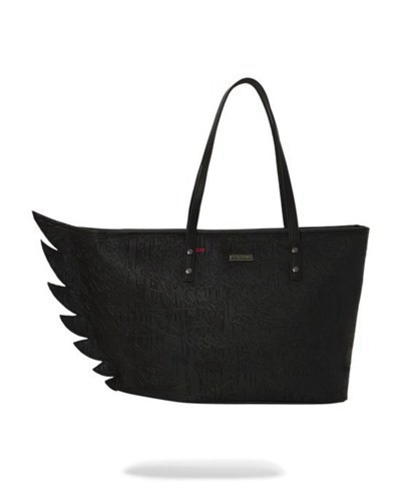 Black Sprayground Nightflight G800 Skyborne Wing Tote Bags | 69013-GFCJ