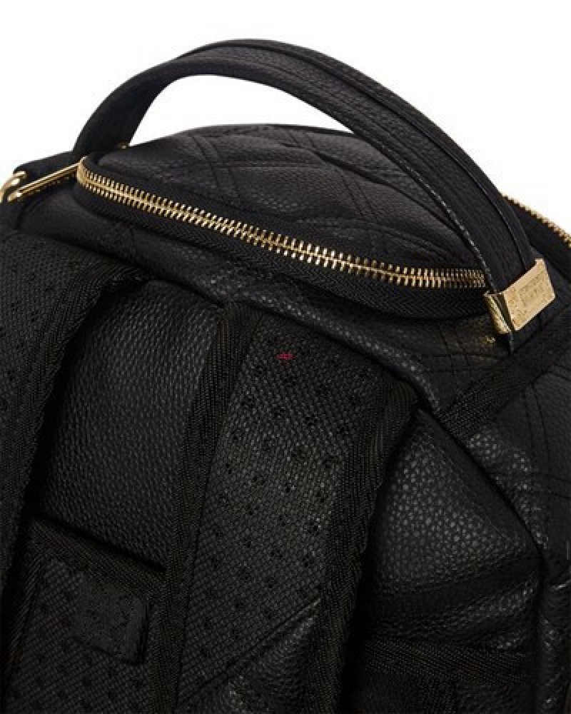 Black Sprayground Noir Quilt Gold Chain Shark (Dlxv) Backpacks | 91583-ATYL