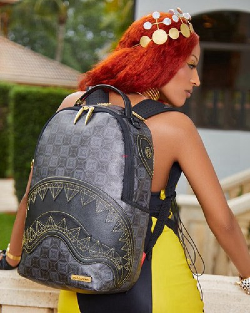 Black Sprayground Obsidian Stunner A.I.6 Sandflower Collab (Dlxv) Backpacks | 86925-XRVF