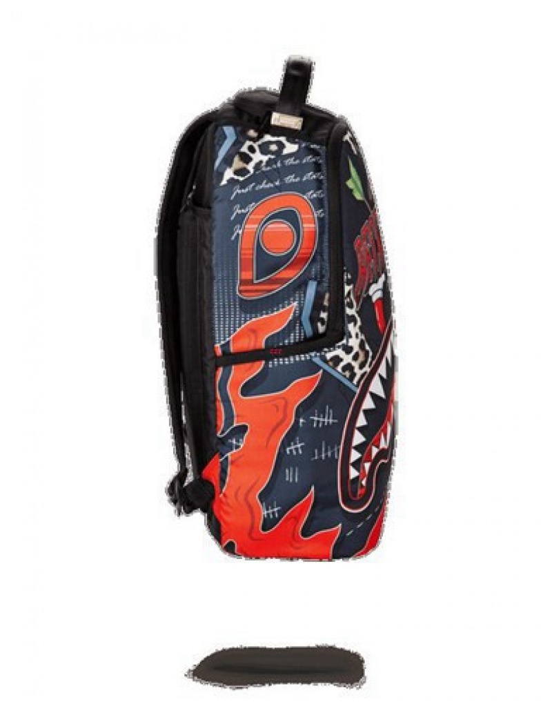 Black Sprayground Odell Beckham Jr Mayhem Shark Backpacks | 97405-HWLV