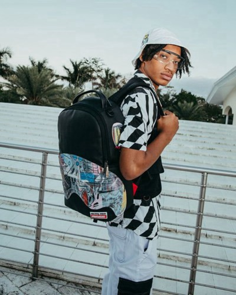 Black Sprayground Official Basquiat Untitled 1982 (Dlxv) Backpacks | 53012-RKIY