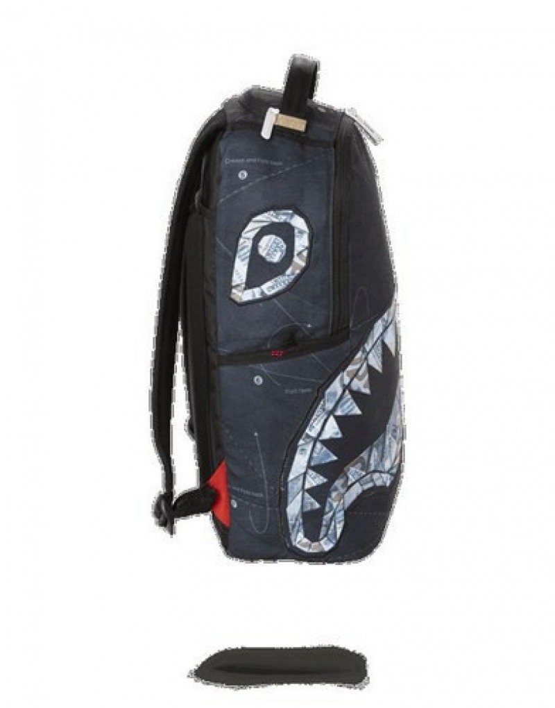 Black Sprayground Origami Shark (One Of One) Backpacks | 49762-YACJ