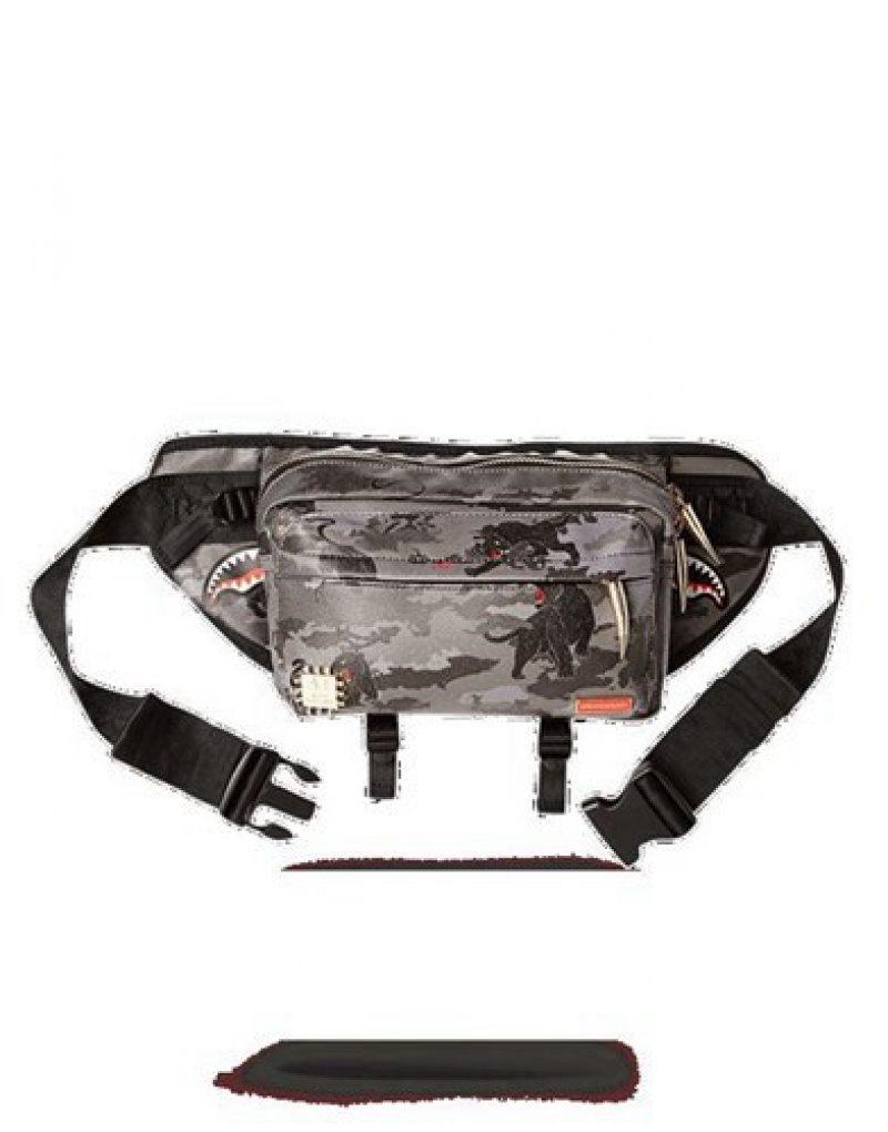 Black Sprayground Panthera Camo Crossbody Bags | 49831-IMOU