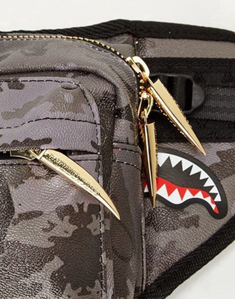 Black Sprayground Panthera Camo Crossbody Bags | 49831-IMOU