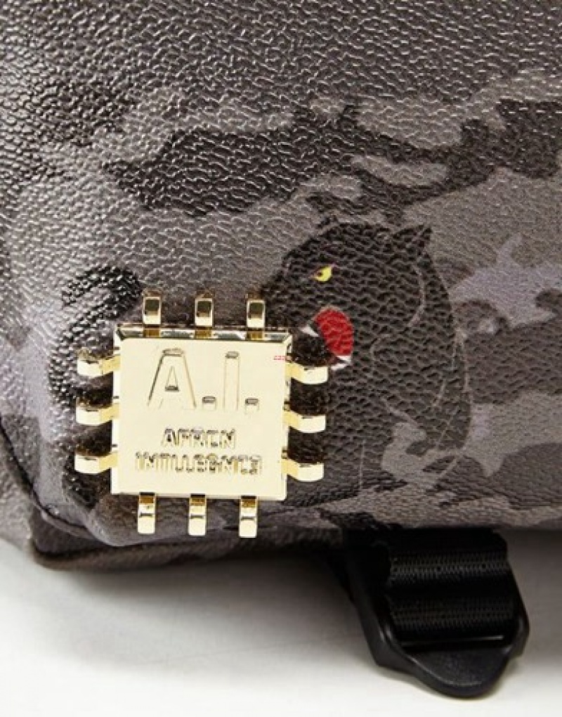 Black Sprayground Panthera Camo Crossbody Bags | 49831-IMOU