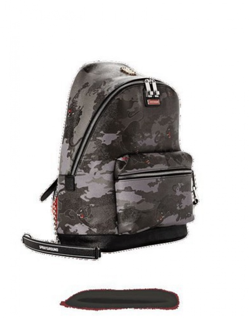 Black Sprayground Panthera Camo Emperor Backpacks | 73068-RHYQ