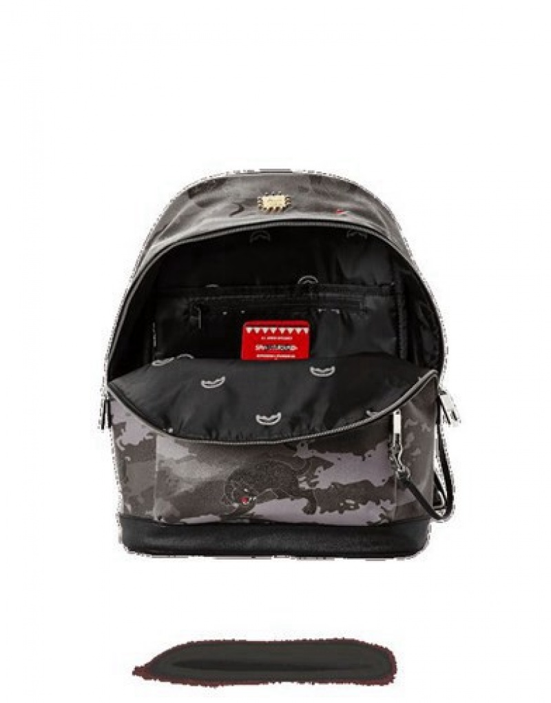 Black Sprayground Panthera Camo Emperor Backpacks | 73068-RHYQ