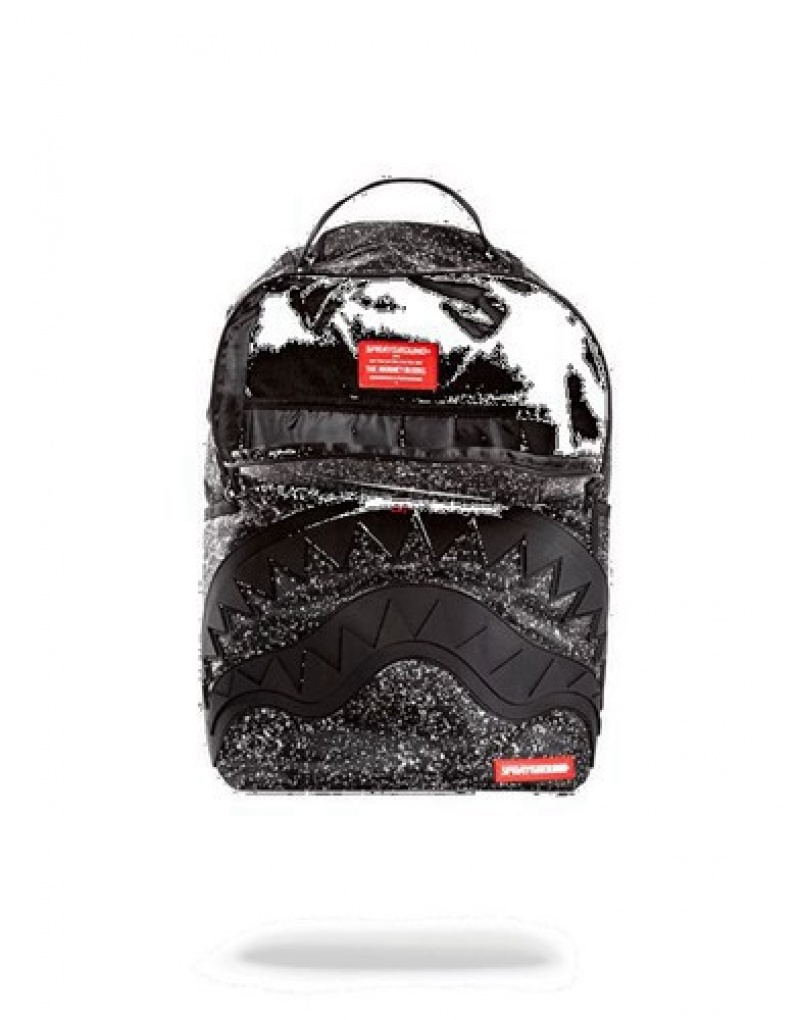 Black Sprayground Party Shark Backpacks | 32897-RQGZ