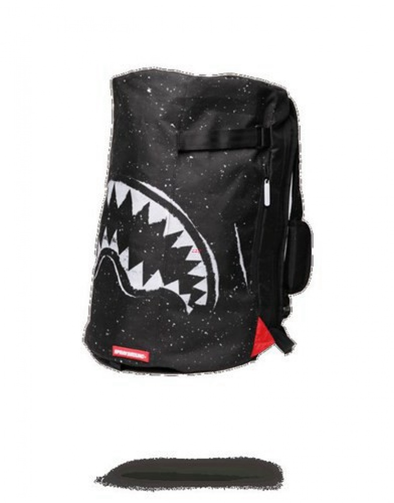 Black Sprayground Party Shark Duffpack Backpacks | 98152-OKMT