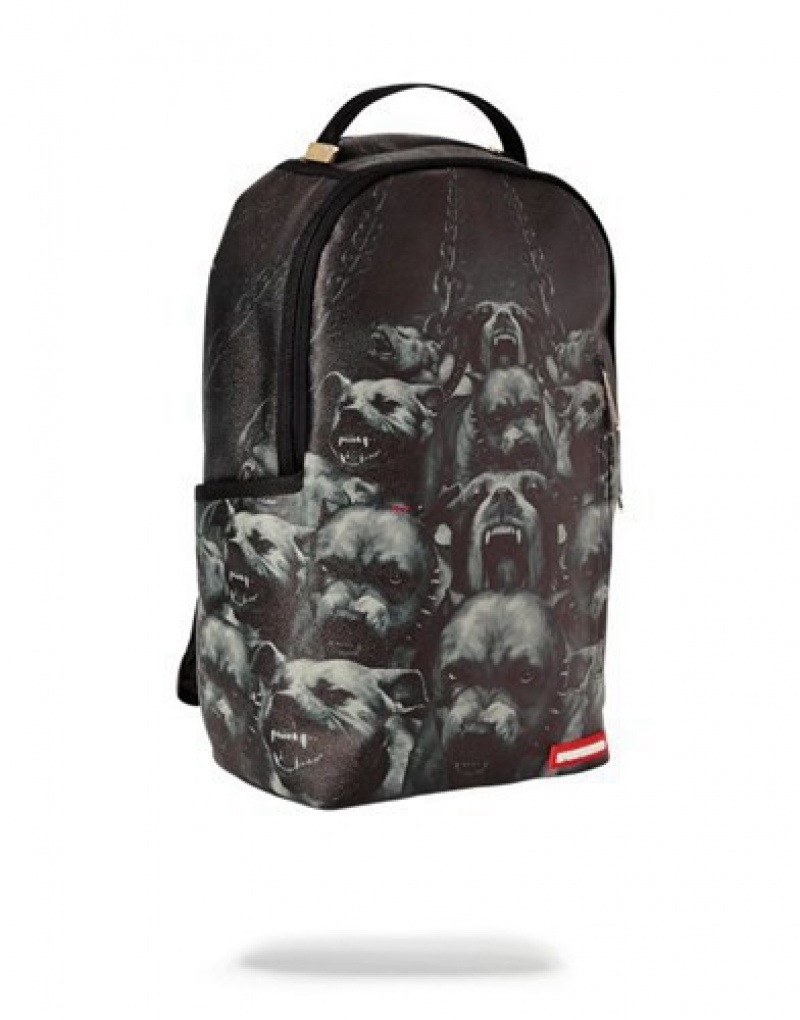 Black Sprayground Pitbulls Backpacks | 05297-TYCU