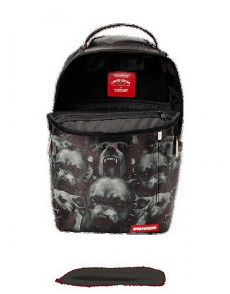 Black Sprayground Pitbulls Backpacks | 05297-TYCU