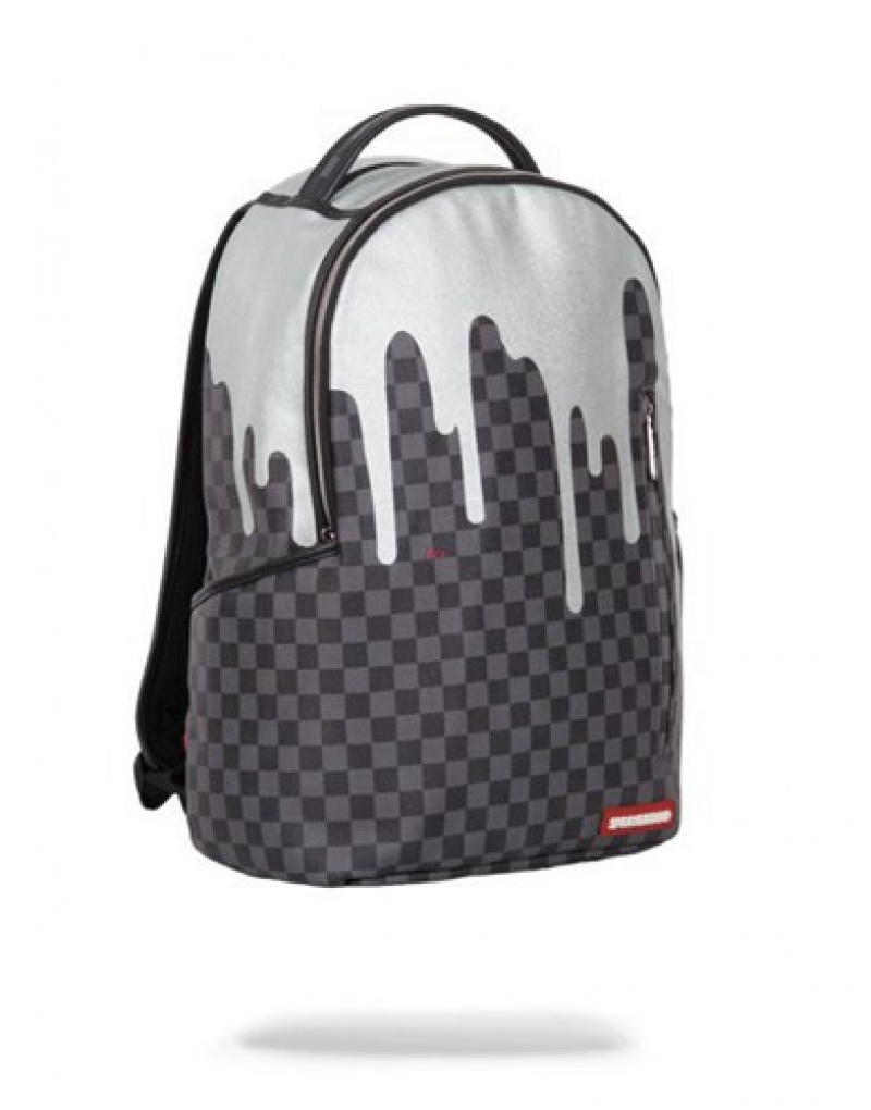 Black Sprayground Platinum Drips Backpacks | 70846-TZJV