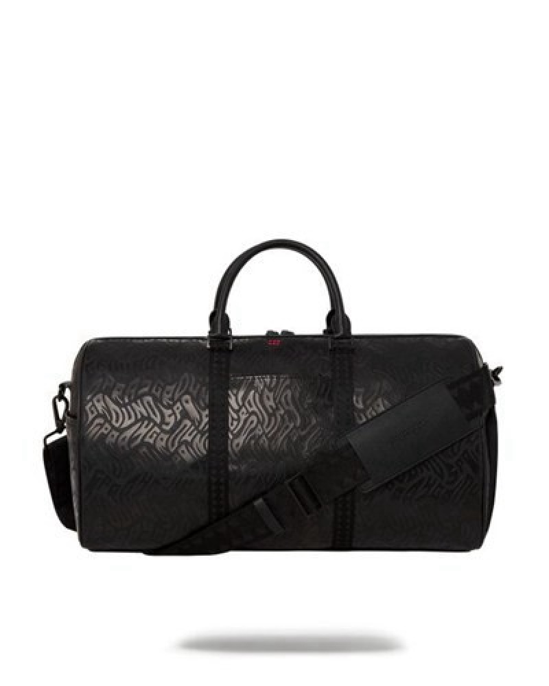 Black Sprayground Private Jet Duffle Bags | 61987-AWGM