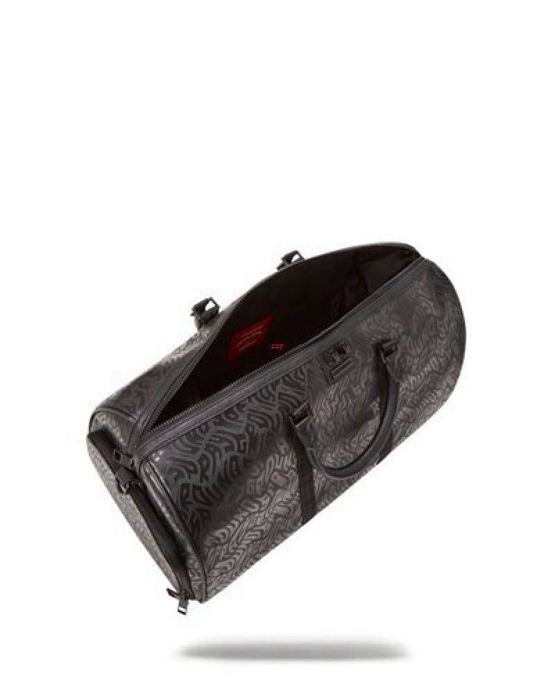 Black Sprayground Private Jet Duffle Bags | 61987-AWGM