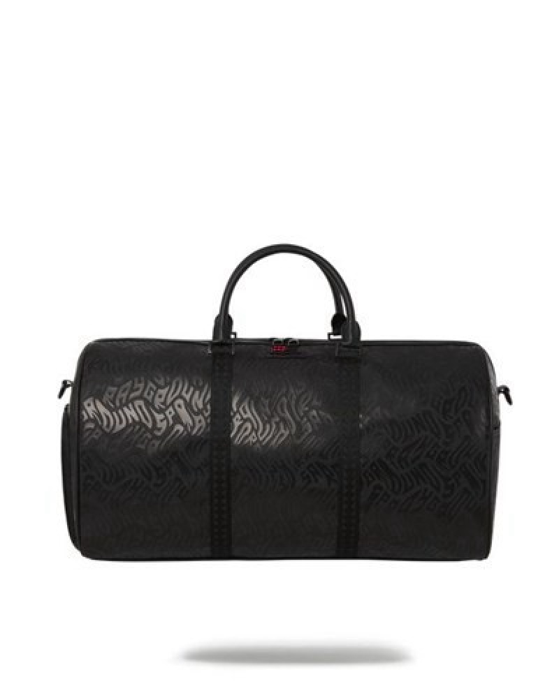 Black Sprayground Private Jet Duffle Bags | 61987-AWGM