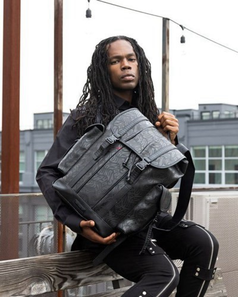 Black Sprayground Private Jet Monte Carlo Backpacks | 89674-LNBG