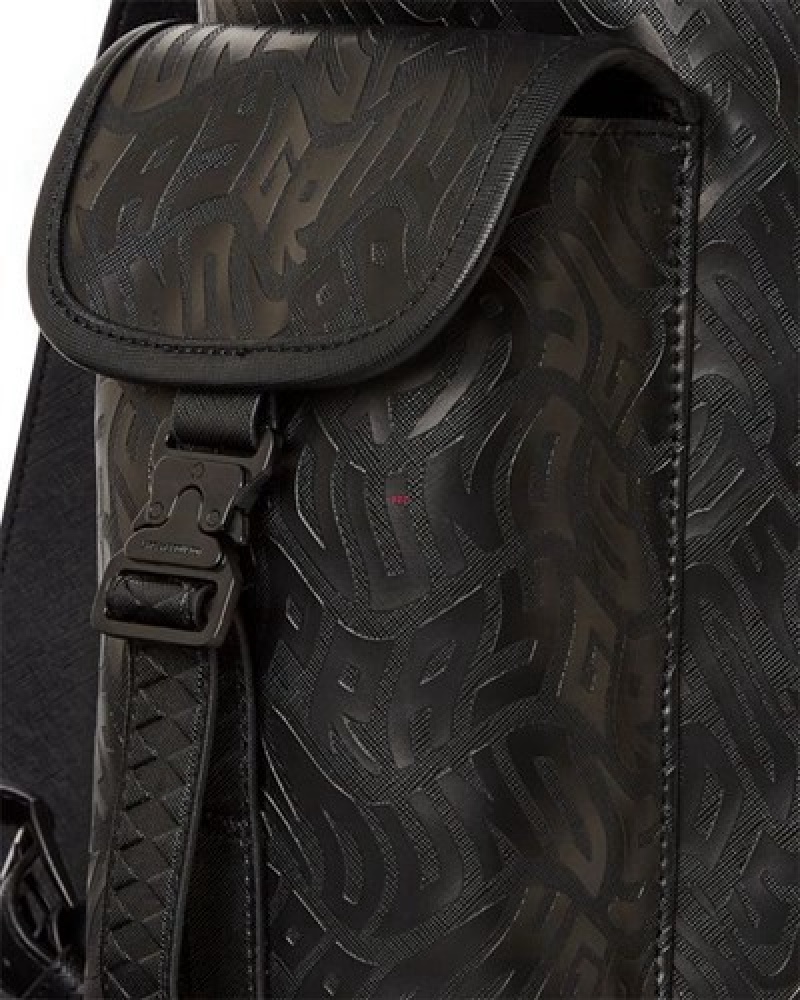 Black Sprayground Private Jet Monte Carlo Backpacks | 89674-LNBG