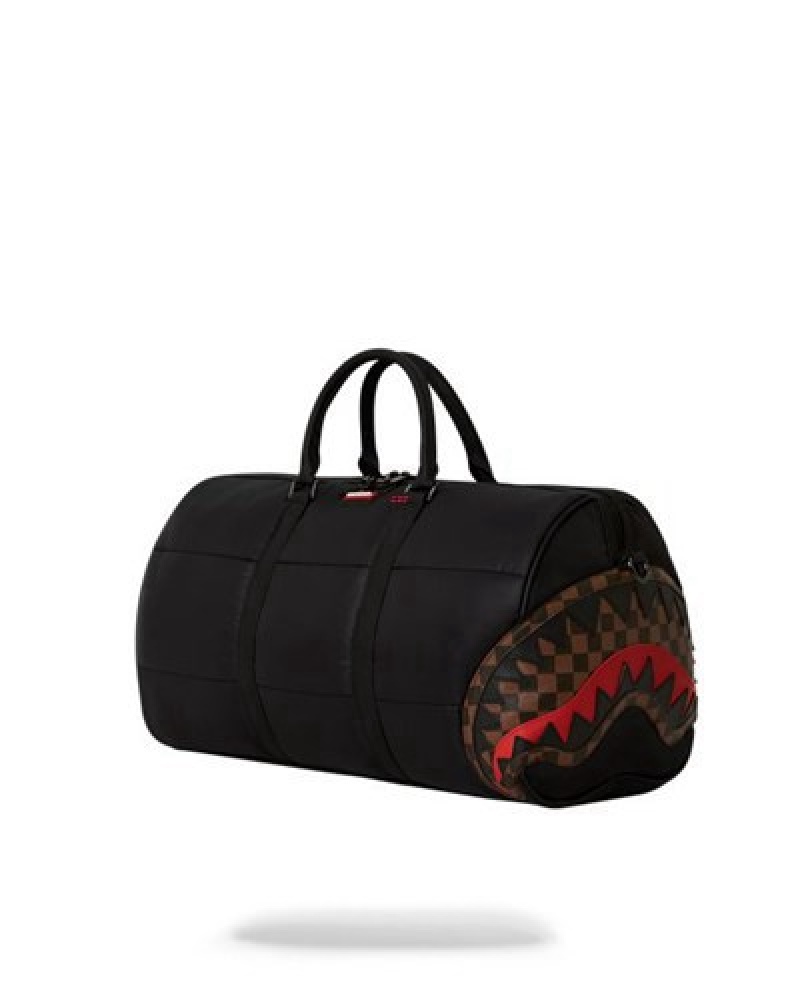 Black Sprayground Puffer Shark Vail Flex Duffle Bags | 96318-JUPZ