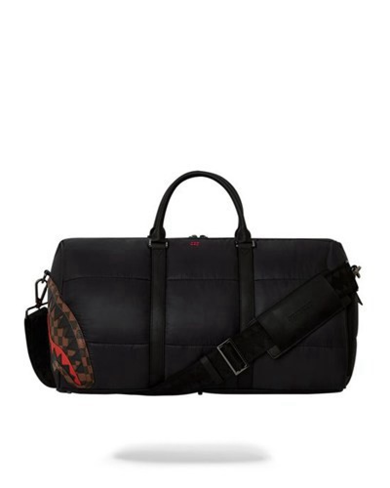 Black Sprayground Puffer Shark Vail Flex Duffle Bags | 96318-JUPZ