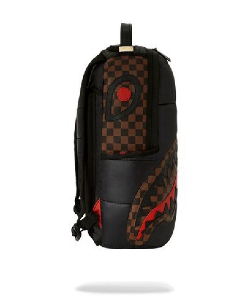 Black Sprayground Puffer Shark Vail Flex Backpacks | 58302-YDON