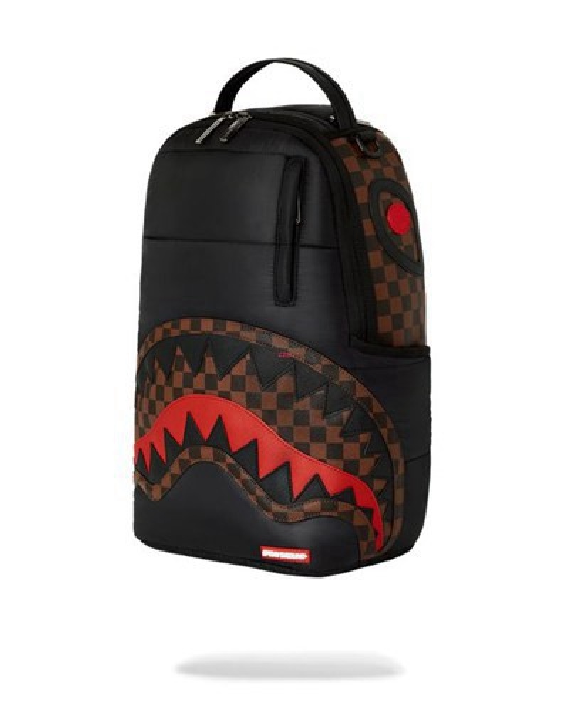 Black Sprayground Puffer Shark Vail Flex Backpacks | 58302-YDON