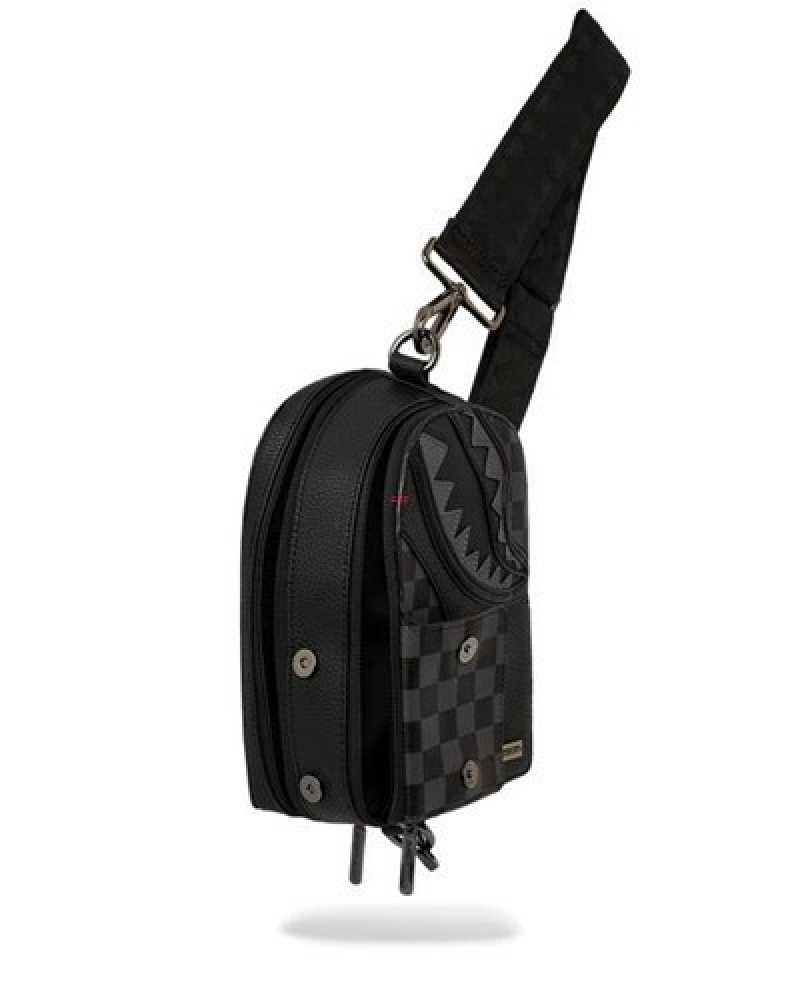 Black Sprayground Raceway Shadow Phantom Crossbody Bags | 92864-QGVF