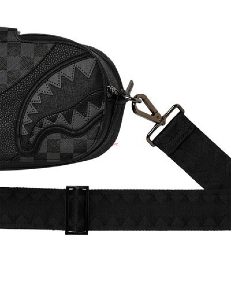 Black Sprayground Raceway Shadow Phantom Crossbody Bags | 92864-QGVF