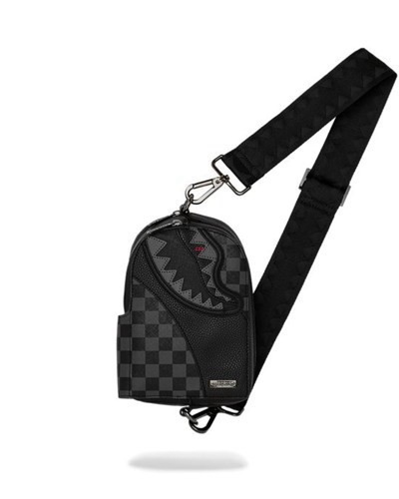 Black Sprayground Raceway Shadow Phantom Crossbody Bags | 92864-QGVF