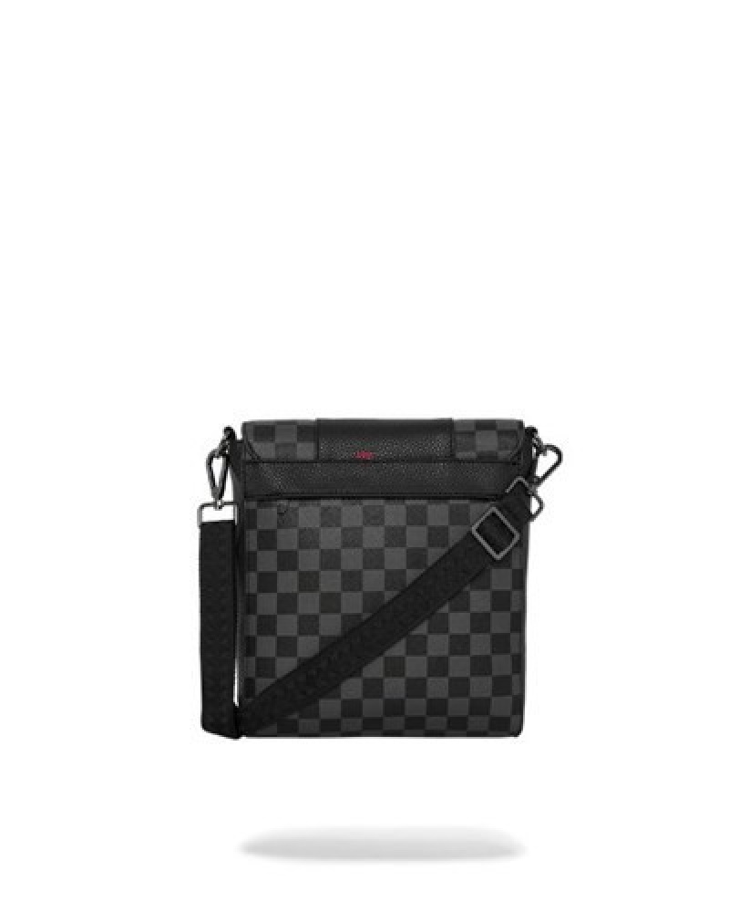 Black Sprayground Raceway Shadow Phantom Messenger Crossbody Bags | 54120-MHNW